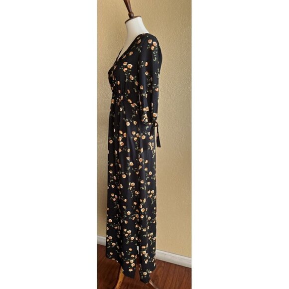 SUPERFOXX Womens Black Floral V-Neck Crepe Maxi Dress Size S NWT - Picture 6 of 12